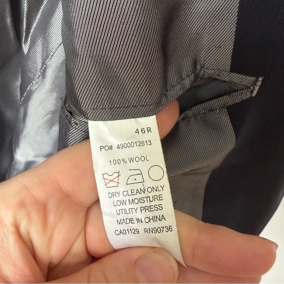 Calvin Klein Men’s Blazer 46R 100%‎ Wool Navy Blue Dress Coat - Picture 9 of 11